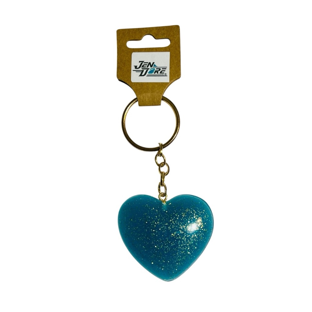 JenDore Handmade Teal Heart Keychain Keyring Backpack Purse Bag Charm Accessory
